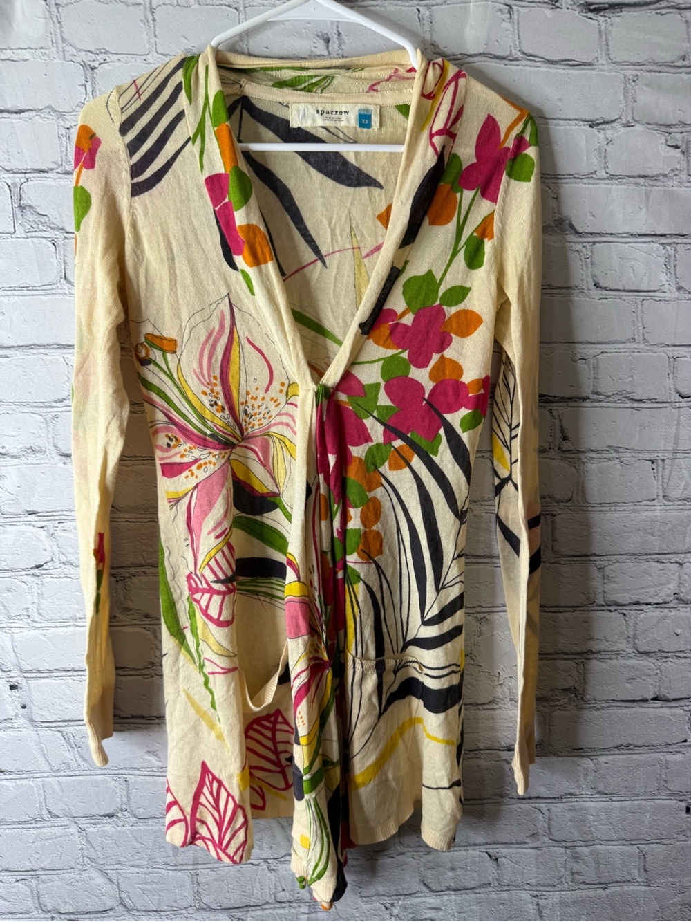 Sparrow by Anthropologie Cream Floral Cardigan XS